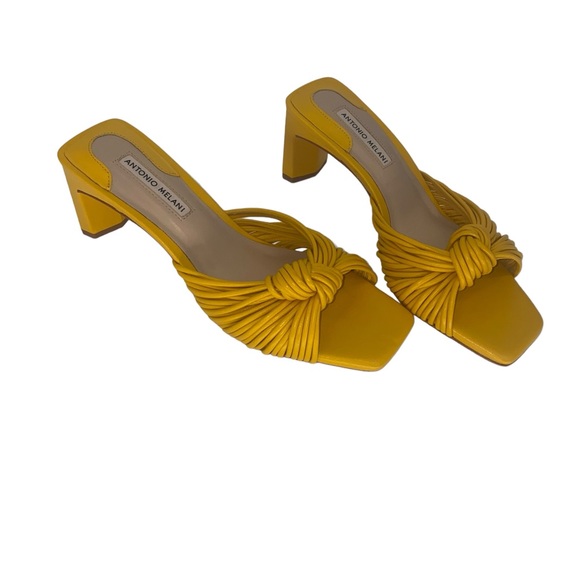 ANTONIO MELANI | Yellow Knot Block Heel Sandals | Size 7 - Picture 3 of 11